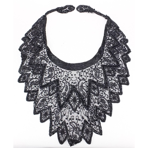 957 - Butler & Wilson black bead and sequin neck piece with box, 60cm in length