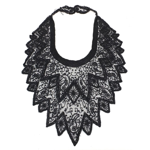 957 - Butler & Wilson black bead and sequin neck piece with box, 60cm in length