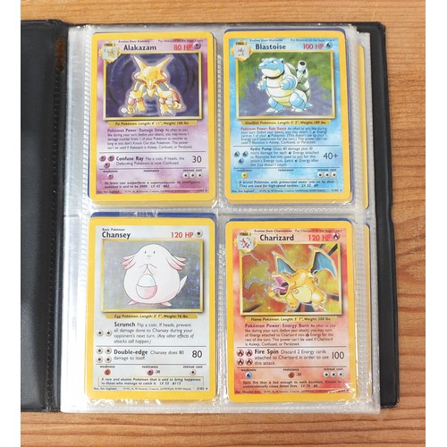 1509 - Part set of original Pokemon Base Set trade cards and holographic Flipz cards arranged in albums