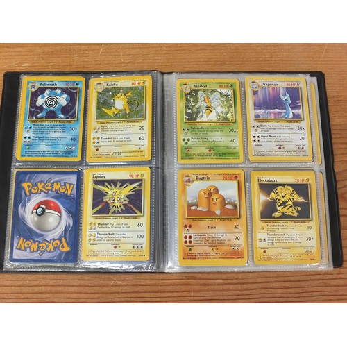 1509 - Part set of original Pokemon Base Set trade cards and holographic Flipz cards arranged in albums