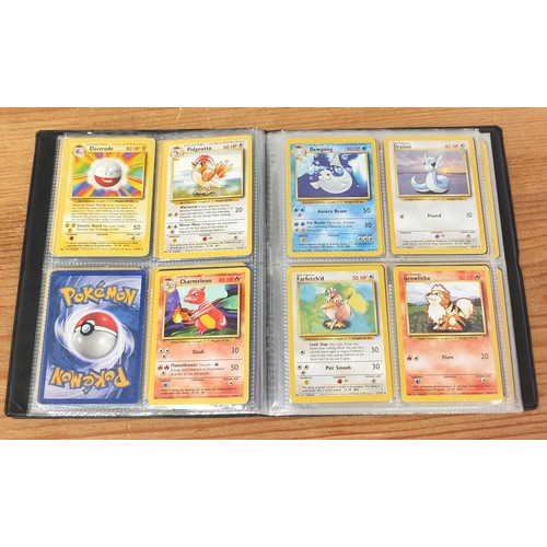 1509 - Part set of original Pokemon Base Set trade cards and holographic Flipz cards arranged in albums