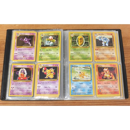 1509 - Part set of original Pokemon Base Set trade cards and holographic Flipz cards arranged in albums