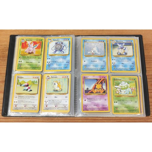 1509 - Part set of original Pokemon Base Set trade cards and holographic Flipz cards arranged in albums