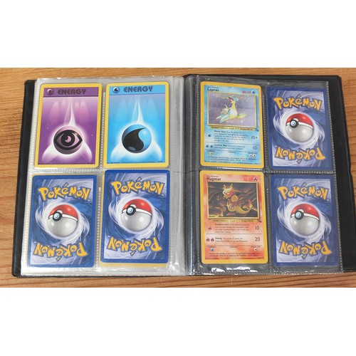 1509 - Part set of original Pokemon Base Set trade cards and holographic Flipz cards arranged in albums