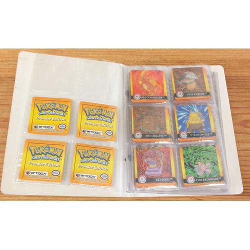 1509 - Part set of original Pokemon Base Set trade cards and holographic Flipz cards arranged in albums