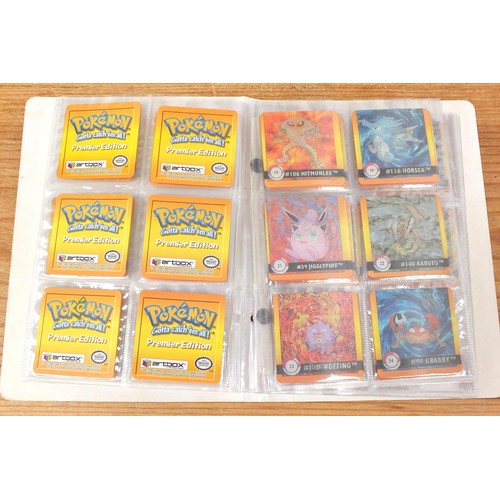 1509 - Part set of original Pokemon Base Set trade cards and holographic Flipz cards arranged in albums