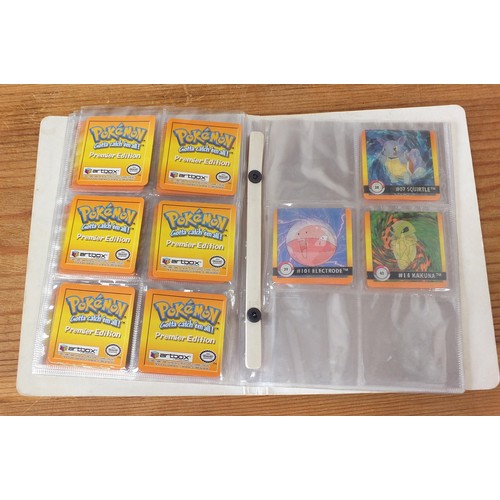 1509 - Part set of original Pokemon Base Set trade cards and holographic Flipz cards arranged in albums