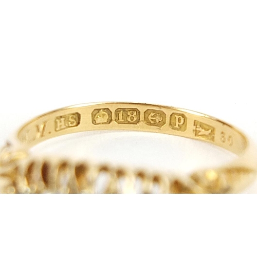 1719 - George V 18ct gold diamond five stone ring, Birmingham 1914, size L, 3.2g