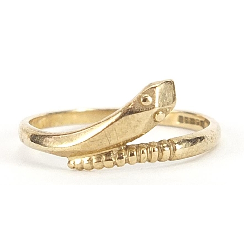 2086 - 9ct gold serpent ring, size N, 1.5g