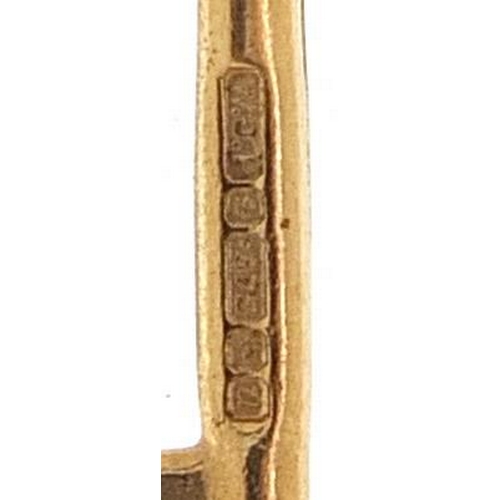 1948 - 9ct gold 21 key charm, 2.6cm high, 0.9g