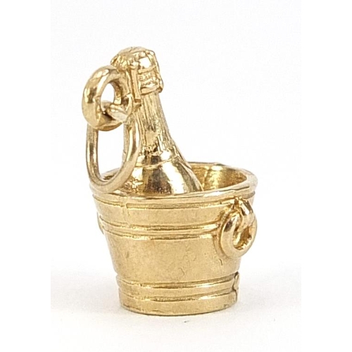 1935 - 9ct gold Champagne and ice bucket charm, 1.4cm high, 2.2g