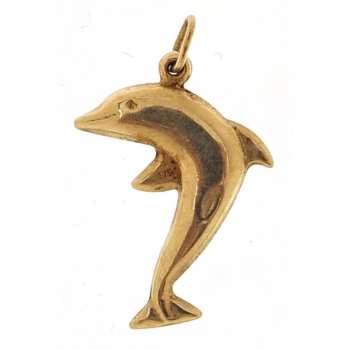 2006 - 9ct gold dolphin charm, 2cm high, 0.4g