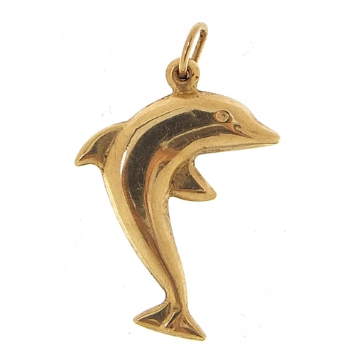 2006 - 9ct gold dolphin charm, 2cm high, 0.4g