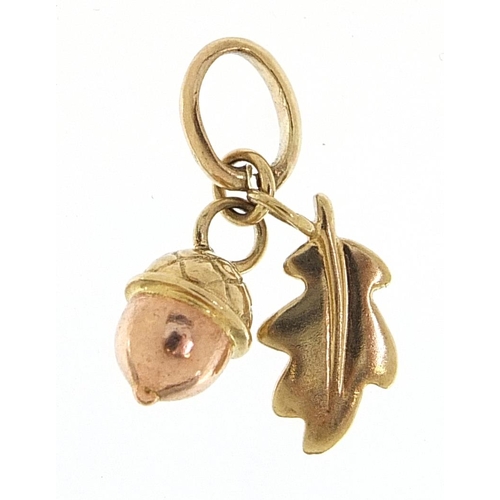 1889 - Clogau, gold acorn and oak leaf charm, 1.5cm high, 2.8g