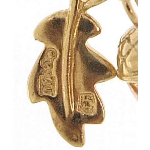 1889 - Clogau, gold acorn and oak leaf charm, 1.5cm high, 2.8g