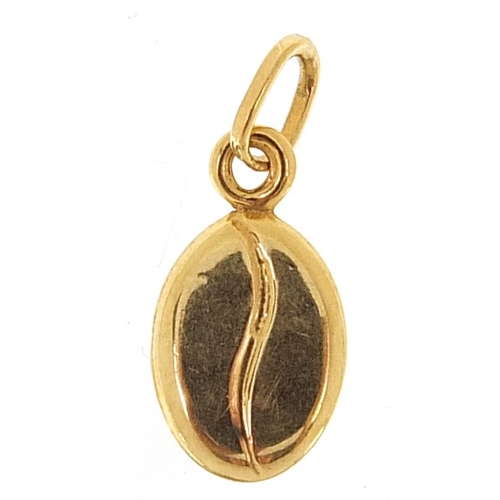 2094 - 9ct gold coffee bean charm, 1.2cm high, 0.2g