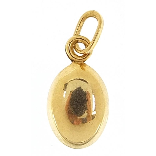 2094 - 9ct gold coffee bean charm, 1.2cm high, 0.2g