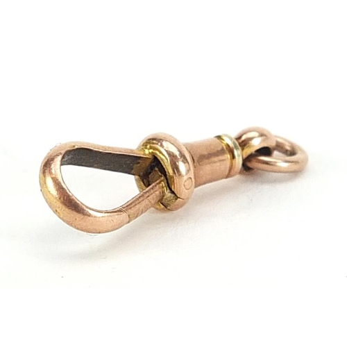 1989 - 9ct rose gold swivel clasp, 1.8cm in length, 1.4g