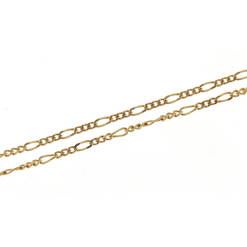 2062 - 9ct gold Figaro link necklace, 50cm in length, 1.8g