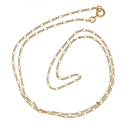 2062 - 9ct gold Figaro link necklace, 50cm in length, 1.8g