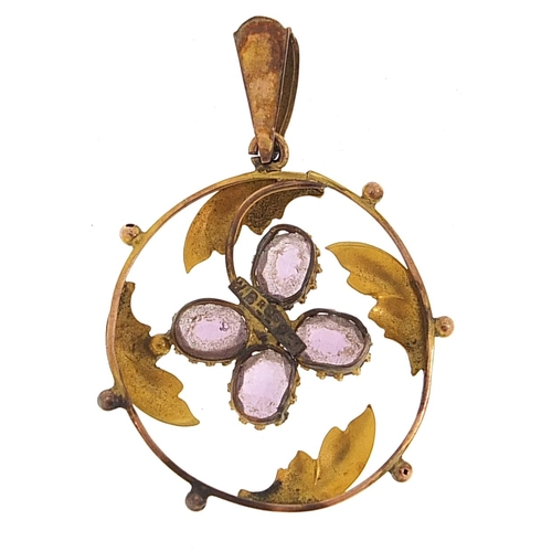 1790 - Edwardian 9ct gold amethyst and seed pearl pendant, 3.5cm high, 1.8g