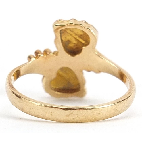 1660 - Black Hills, 10k gold three tone grapevine ring, size N, 2.7g