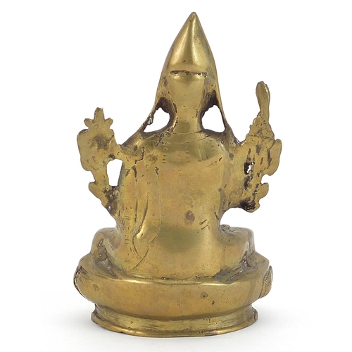 960 - Chinese patinated bronze figure of seated Buddha, 16cm high