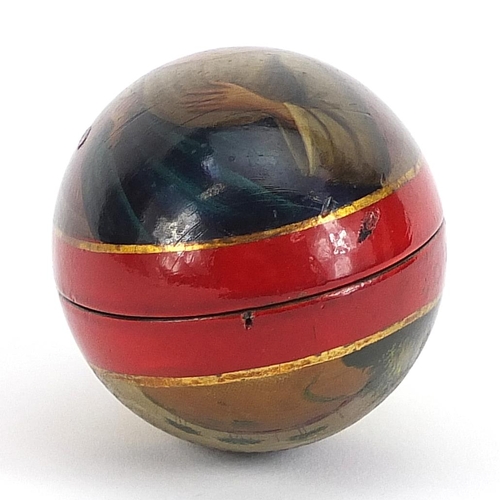 382 - Lukutin, Imperial Russian lacquered Easter egg hand painted with Archangel Mikhail, 7cm high