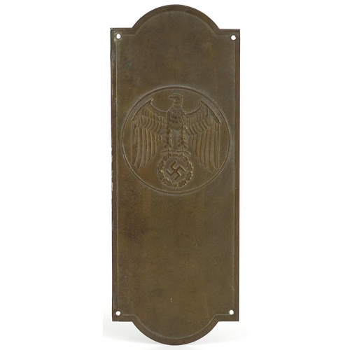 2330 - German military interest brass door plate, 25.5cm x 9.5cm