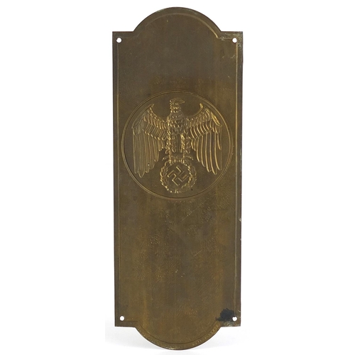 2330 - German military interest brass door plate, 25.5cm x 9.5cm