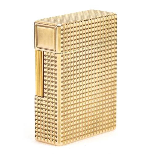 126 - S J Dupont gold plated pocket lighter with crocodile effect protective case, box and booklet, the li... 