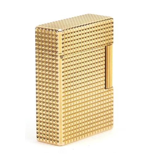 126 - S J Dupont gold plated pocket lighter with crocodile effect protective case, box and booklet, the li... 