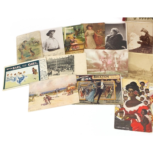 1207 - Postcards and ephemera including Victorian Rifles, black and white photograph of The Houses of Parli... 