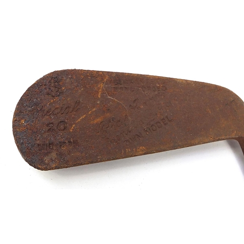 1487A - Collection of antique and later golf clubs, some with wooden shafts including R J Shoesmith, H J Lan... 