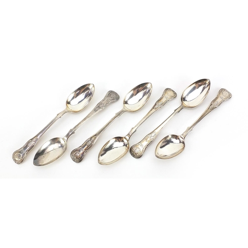 2272 - John Wilkie, set of six Victorian Scottish silver teaspoons, Edinburg 1864, 14.5cm in length, 122.2g