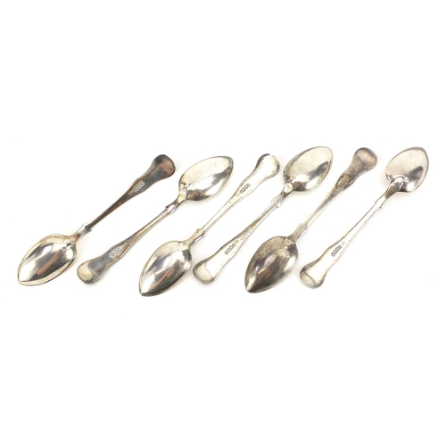 2272 - John Wilkie, set of six Victorian Scottish silver teaspoons, Edinburg 1864, 14.5cm in length, 122.2g