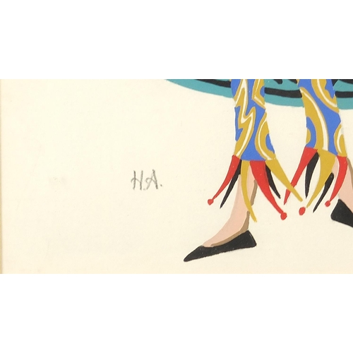 493 - Theatrical costume design, Russian school gouache on paper, mounted, framed and glazed, 28.5cm x 21.... 