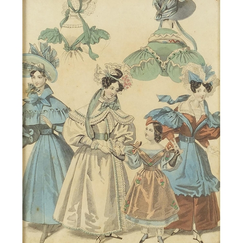 1247 - Set of six 19th century hand coloured fashion plate engravings including Newest Fashions for Februar... 