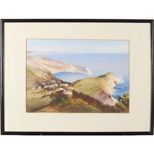 1027A - G Miller - Lulworth Cove, Dorset, watercolour, mounted, framed and glazed, 34.5cm x 24.5cm excluding... 