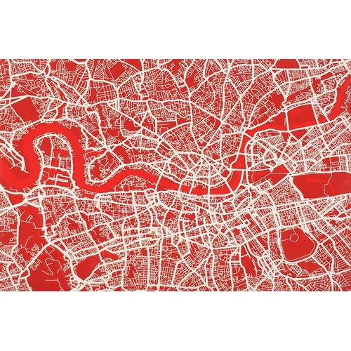 785 - Map of London and map of the UK with city names, two canvas prints, unframed, the largest 102cm x 76... 