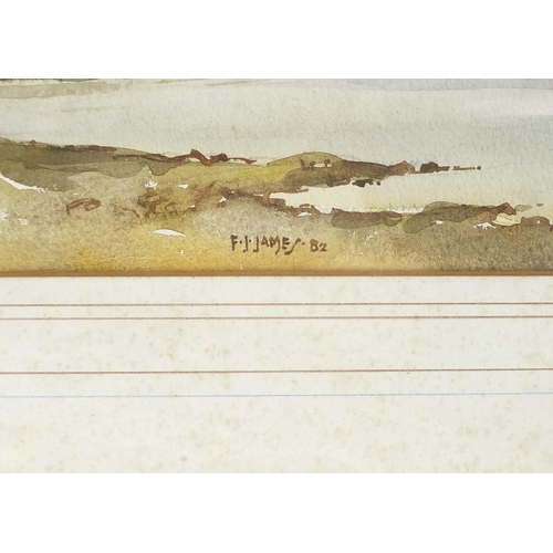 1270 - Frank James '82 - Loch Creran, Oban, Scottish watercolour, signed F J James, details verso, mounted,... 