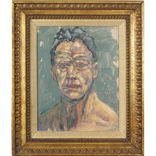 729 - Head and shoulders portrait of a gentleman, Impressionist oil on board, mounted and framed, 34cm x 2... 