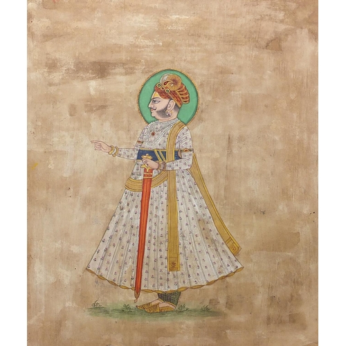 662 - Prince Jodhpur, Indian watercolour on paper, unframed, 27cm x 23cm