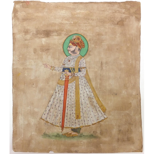 662 - Prince Jodhpur, Indian watercolour on paper, unframed, 27cm x 23cm