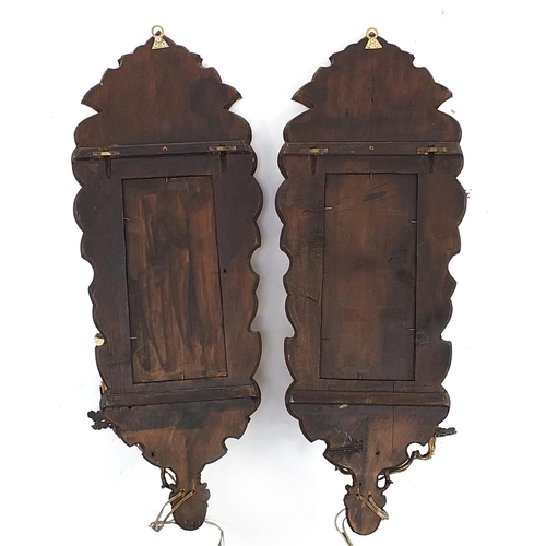 271 - Pair of 19th century Venetian glass and gilt metal two branch mirrored wall sconces gilded with flow... 