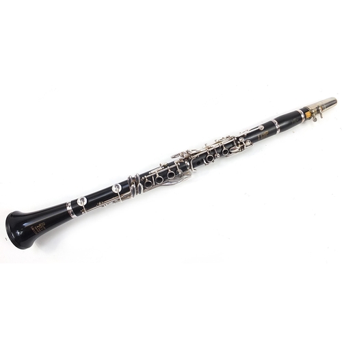 1085A - Boosey & Hawkes four piece ebony Emperor clarinet with fitted case, serial number 335457, 68cm in le... 