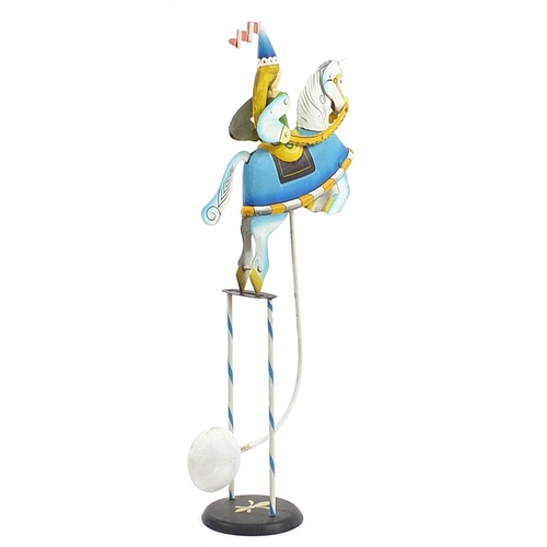 968 - Hand painted counterbalance toy of a fairy on horseback, 51.5cm high