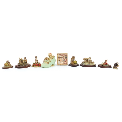 920 - Eight Border Fine Arts mice sculptures and an otter, the largest 8cm in length