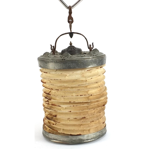 201 - Turkish hanging lantern with bronzed mounts and pierced lid, 28cm high