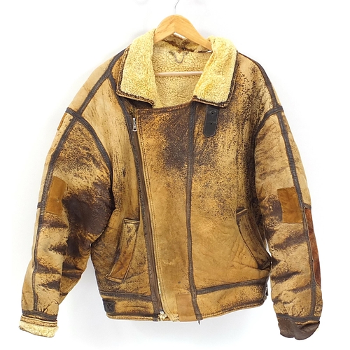 2343 - Military interest sheepskin flying jacket, 64cm in length